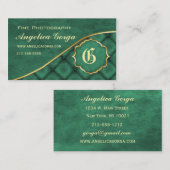 豊富な深緑色のダマスク織の名刺 名刺 (正面/裏面)