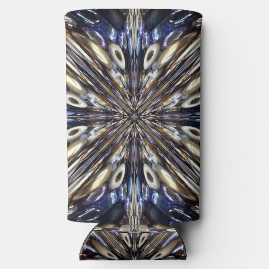 豊富な種子ビーディング抽象芸術パターン スリム缶クーラー (裏面)