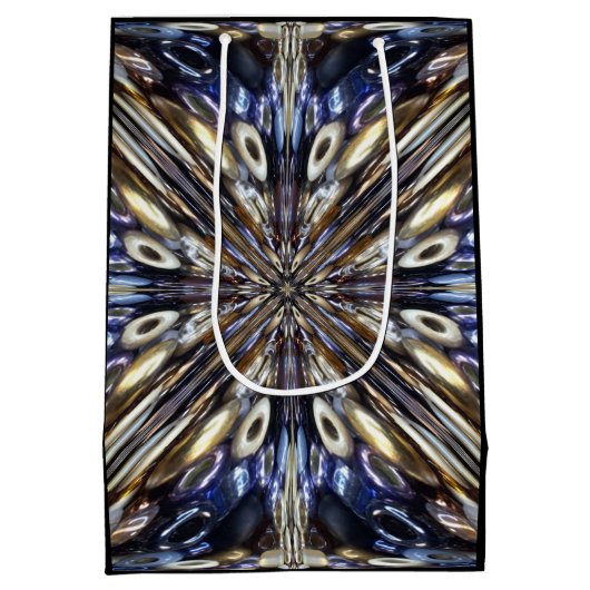 豊富な種子ビーディング抽象芸術パターン ミディアムペーパーバッグ (裏面)