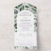 豊富な緑のアーチフレ結婚ーム オールインワン招待状 (内側)