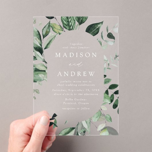 豊富な緑の楕円形の結婚枠 アクリル招待状 (インサイチュ (ポータブル))