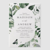 豊富な緑の楕円形の結婚枠 ベラム紙招待状 (正面)