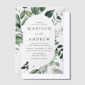 豊富な緑の楕円形の結婚枠 ベラム紙招待状 (オフセット)