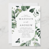 豊富な緑の楕円形の結婚枠 招待状 (正面)