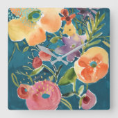 豊富な花模様I スクエア壁時計 (正面)