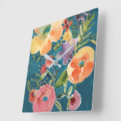 豊富な花模様I スクエア壁時計 (傾斜)