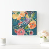 豊富な花模様I スクエア壁時計 (ホーム)