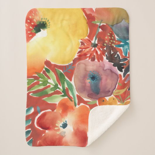 豊富な花模様III シェルパブランケット (正面)