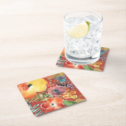 豊富な花模様III スクエアペーパーコースター (インサイチュ)