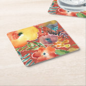 豊富な花模様III スクエアペーパーコースター (アングル)