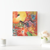 豊富な花模様III スクエア壁時計 (ホーム)