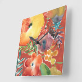 豊富な花模様III スクエア壁時計 (傾斜)