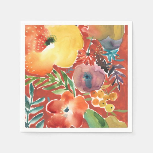 豊富な花模様III スタンダードカクテルナプキン (正面)