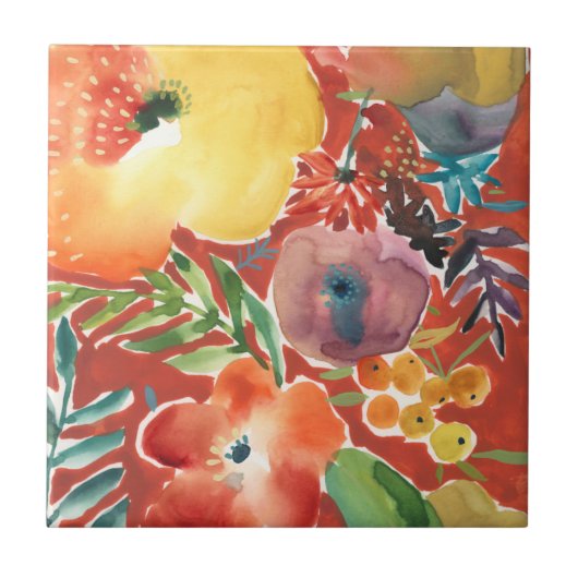 豊富な花模様III タイル (正面)