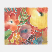 豊富な花模様III フリースブランケット (正面(横))