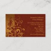 豊富な赤レンガ色、金ゴールドの逆の渦巻の名刺 名刺 (裏面)