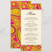 豊富な金ゴールドのペイズリーパターンパーティーメニューカード メニュー (正面/裏面)