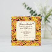 豊富な金ゴールドのペイズリーパターンマイル標石の誕生会 招待状 (スタンド正面)