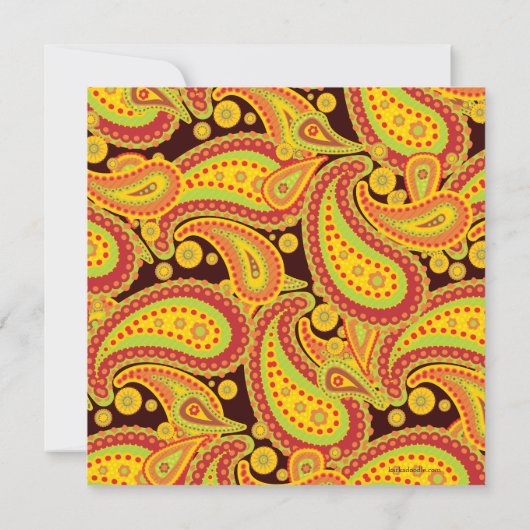 豊富な金ゴールドのペイズリーパターンマイル標石の誕生会 招待状 (裏面)