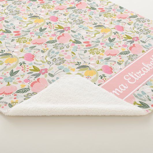 豊富な開花のパーソナライズなベビー シェルパブランケット (3/4)