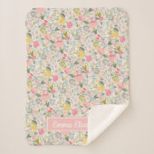 豊富な開花のパーソナライズなベビー シェルパブランケット (正面)