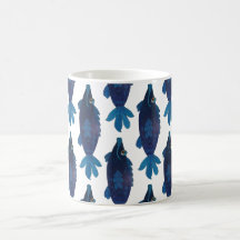 豊富な青のお洒落で、愛らしい魚のアートワーク