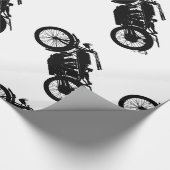 豊富な黒のヴィンテージのオートバイのシルエット ラッピングペーパー (角)