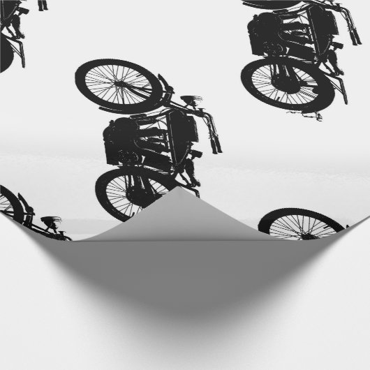 豊富な黒のヴィンテージのオートバイのシルエット ラッピングペーパー (角)