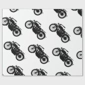 豊富な黒のヴィンテージのオートバイのシルエット ラッピングペーパー (フラット)