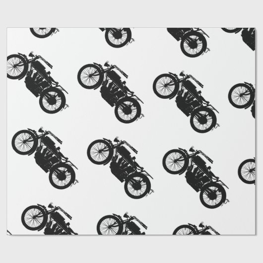 豊富な黒のヴィンテージのオートバイのシルエット ラッピングペーパー (フラット)