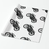 豊富な黒のヴィンテージのオートバイのシルエット ラッピングペーパー (アンロールド)