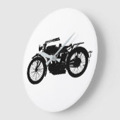 豊富な黒のヴィンテージのオートバイのシルエット ラージ壁時計 (傾斜)