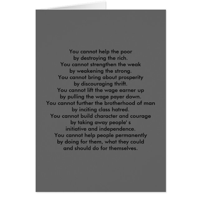 豊富のの破壊によって…貧乏人を救済できません (正面)