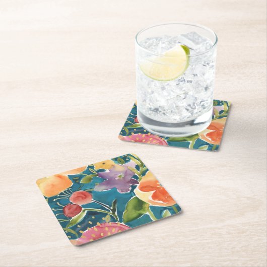 豊富花模様I スクエアペーパーコースター (インサイチュ)