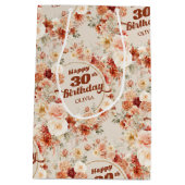 豊穣の秋の銅赤面フローラ30歳の誕生日 ミディアムペーパーバッグ (裏面)