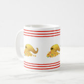 豊穣の角と赤いストライプ コーヒーマグカップ (正面左)
