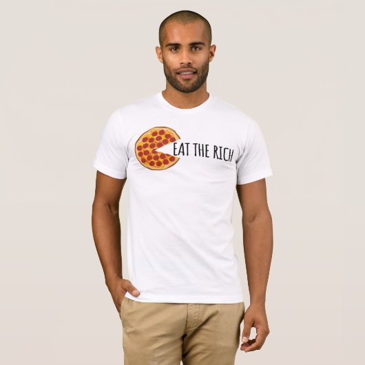 豊食べ富 – 社会主義おもしろいピザTシャツ Tシャツ (正面フル)
