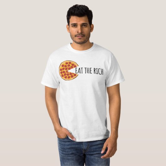 豊食べ富 – 社会主義おもしろいピザTシャツ Tシャツ (正面フル)