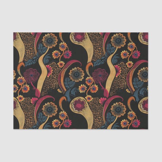 豊鮮やかエレガントかな色合いのアフリカの柄 薄葉紙 (正面)