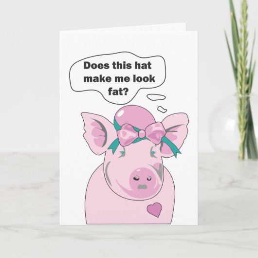 豚おもしろいは太って見えるのが好きで、あいさつする カード (正面)