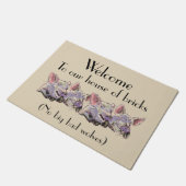 豚おもしろいまたは豚の色のイラストレーションへようこそ ドアマット (アングル)