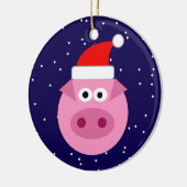 豚おもしろいサンタ漫画クリスマスツリーオーナメント セラミックオーナメント (左)