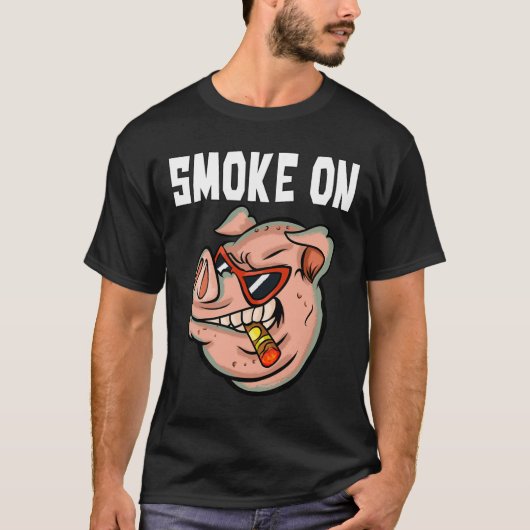 豚おもしろいシャツ男性へ喫煙肉ポーク恋人Pu Tシャツ (正面)