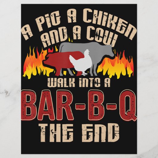 豚おもしろいチキンカウクバーB Q Bbqシェフクッキー調理師 チラシ (正面)