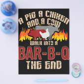 豚おもしろいチキンカウクバーB Q Bbqシェフクッキー調理師 チラシ (シングル)