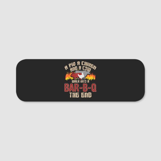 豚おもしろいチキンカウクバーB Q Bbqシェフクッキー調理師 名札 (正面)