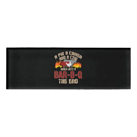 豚おもしろいチキンカウクバーB Q Bbqシェフクッキー調理師 名札 (正面)