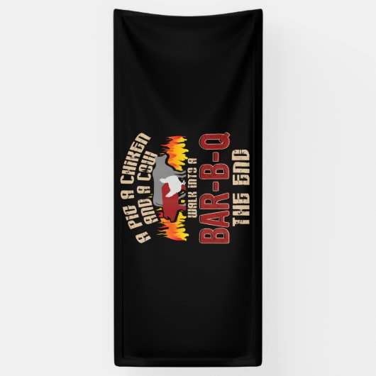 豚おもしろいチキンカウクバーB Q Bbqシェフクッキー調理師 横断幕 (縦)