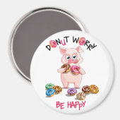 豚おもしろいドーナツ型プリン磁石 マグネット (正面/裏面)