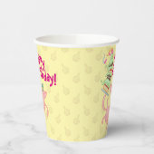 豚おもしろいハッピーバースデー!大層ケーキ漫画 紙コップ (左)